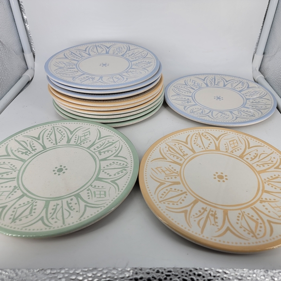 Sur La Table Ceramic Plate Set - Blue, Green, and Tan - Picture 1 of 6